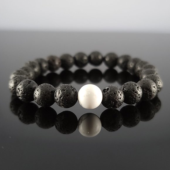 Lava Rock Howlite Gem Stone Bead Bracelet Healing - Picture 1 of 2